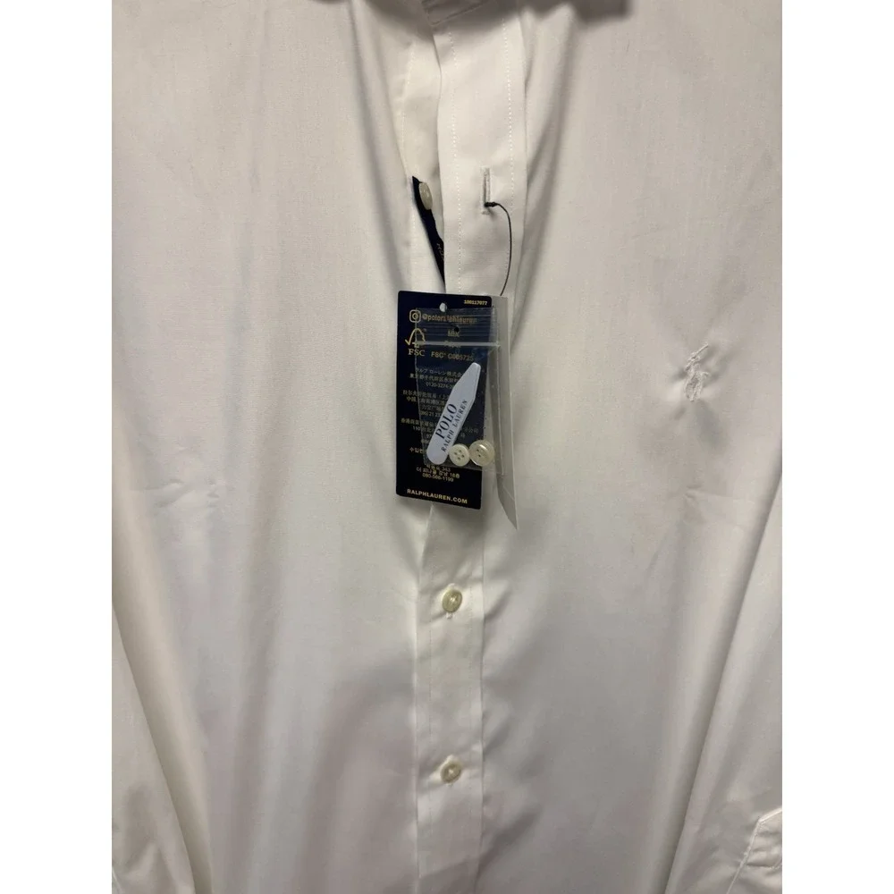 Polo Ralph Lauren Mens Classic Fit 16 1/2 32/33 Core Replen ll White Long Sleeve